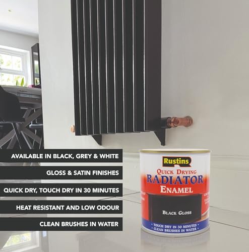 Rustins Quick Drying Radiator Enamel Satin 500ml - size: 16.9 Fl Oz (Pack of 1)