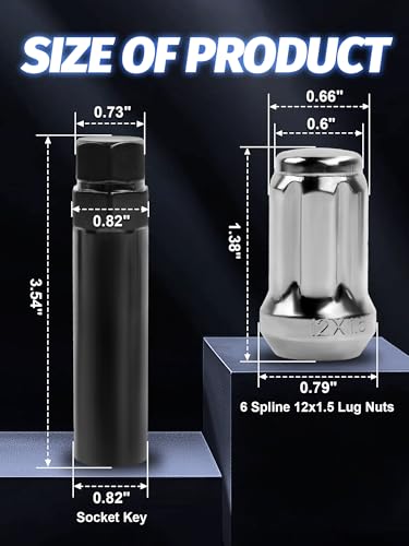20pcs M12x1.5 Spline Lug Nuts for Escape - color: Silver, size: M12x1.5, style: 1.38IN,20PCS+1 Socket Key