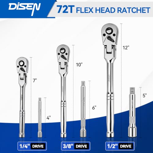 DISEN 6 Piece Flex-Head Ratchet Wrench Set with EVA Storage Case - color: 72t Flex-head Ratchet 6pcs