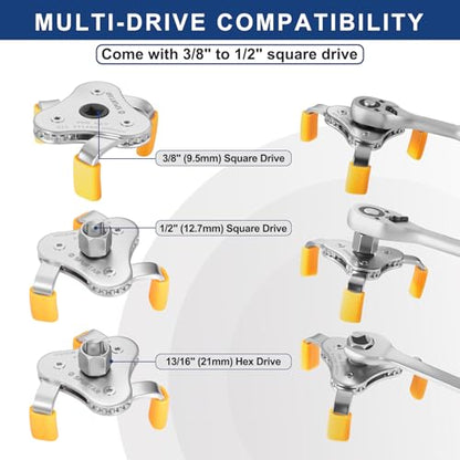 Spurtar 3-Jaw Oil Filter Wrench Adjustable 2-11/16" to 4-1/16" 68mm-104mm