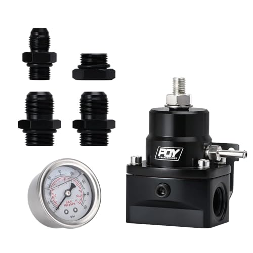 EFI Fuel Pressure Regulator Kit with Bypass Return 0-100psi Pressure Gauge AN6-6AN Fuel Line Hose Fitting Connectors Kit Adjustable Universal Aluminum