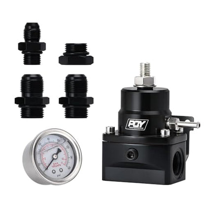 EFI Fuel Pressure Regulator Kit with Bypass Return 0-100psi Pressure Gauge AN6-6AN Fuel Line Hose Fitting Connectors Kit Adjustable Universal Aluminum