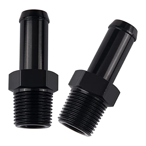 EVIL ENERGY 3/8" NPT Male to 1/2" Barb Fitting Adapter Straight Aluminum Black 2PCS - size: 3/8 NPT to 1/2 Barb