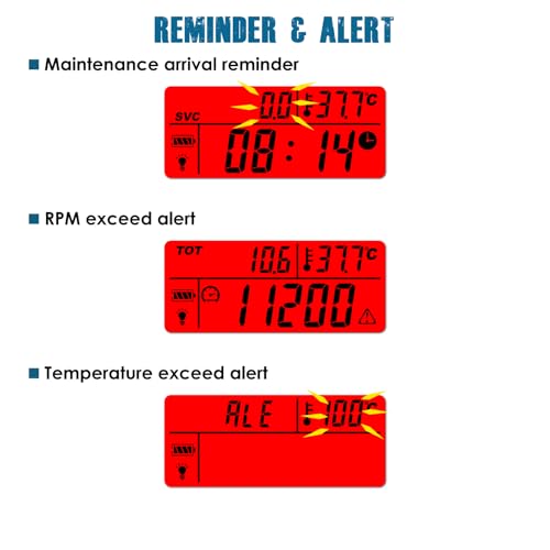 Runleader Digital Tach Hour Meter Engine Temperature Gauge RL-HM035A-TS002 - size: RL-HM035A-TS002