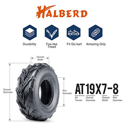 HALBERD 19x7-8 Sport ATV Tires, 4PR 19x7x8 Mini Bike Tires, Set of 2 - size: 19x7-8*2