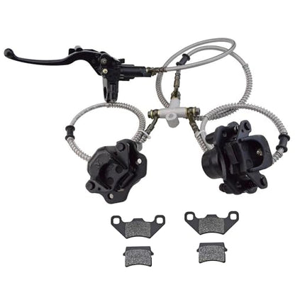 GOOFIT Front Disc Brake Master Cylinder Hydraulic Caliper Assembly with Rear Disc Brake Pad Replacement for Chinese 110cc 125cc 150cc 200cc 250cc ATV Four Wheeler Doom Buggy Quad Bikes