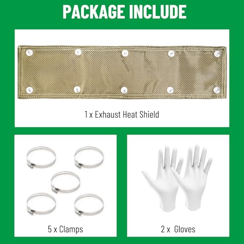 Titanium Pipe Shield, 6" x 24" Exhaust Heat Shield with Gloves - size: 6" x 24"
