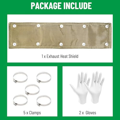 Titanium Pipe Shield, 6" x 24" Exhaust Heat Shield with Gloves - size: 6" x 24"