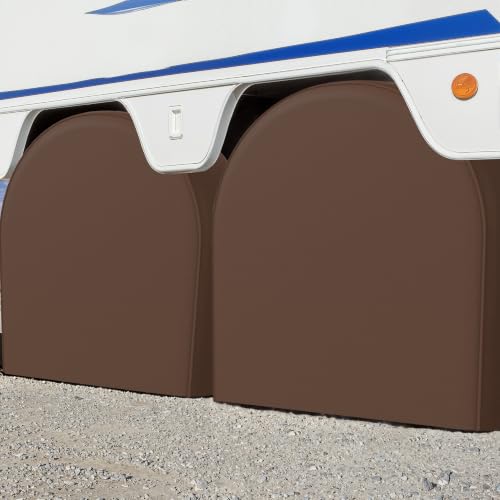 eletecpro RV Tire Covers, Fit 23-26 Inch Tire Diameters, Brown, 4-Pack - color: Brown, size: S (Fits Tire Diameters 23''-26'')