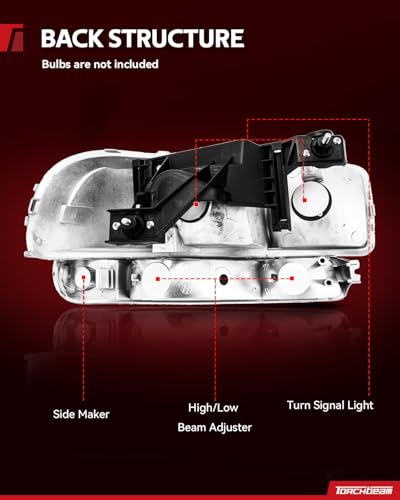 Torchbeam Headlights Assembly for 1999-2006 GMC Sierra 1500 4.8L/5.3L/4.3L - color: Chrome-Amber/for 1999-2006 GMC Sierra 1500