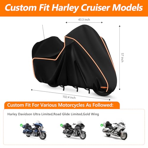 Motorcycle Cover for Harley Davidson Ultra Limited withTrunk Models - size: for Ultra Limited