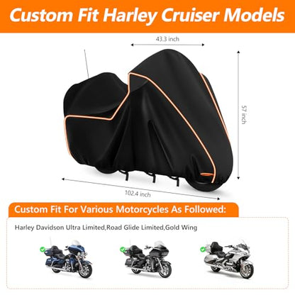 Motorcycle Cover for Harley Davidson Ultra Limited withTrunk Models - size: for Ultra Limited