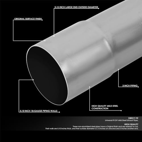 DNA MOTORING 8Pcs 3 Inches Mild Steel DIY Custom Exhaust Tubing Mandrel Bend Pipes Straight & U-Bend Kit, Universal Fit, ZTL-30RAW-8P - size: 3Inch, style: Mild Steel
