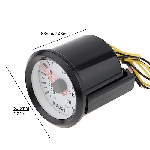 Boost Gauge, 6032BL 2" 52mm 12V Blue LED 0~30in.Hg / 0~30PSI Turbo Boost Gauge Meter with Sensor for Car Boat Truck ATV