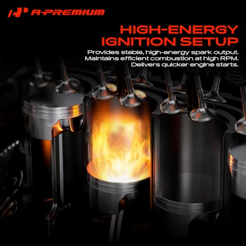 A-Premium Set of 8 Ignition Coil Pack and Iridium Spark Plugs - color: Black