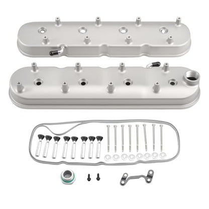Cast Aluminum Valve Covers with Coil Mounts - color: Sliver, size: GM LS1-LS6