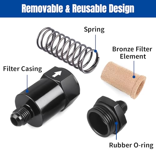 6AN Billet Inline Fuel Filter 30 Micron Anodized Aluminum Black 2PCS - size: 6 AN (3/8 in)