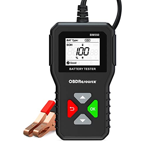 Car Battery Tester 6V 12V 24V Battery Voltage Tester, BM550 100-2000 CCA Internal Resistance Tester Automotive Alternator Digital Battery Analyzer for Car Truck Marine Motorcycle SUV Boat - color: Black