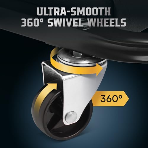 Creepers Automotive Mechanic Creeper Seat & Under Car Roller, 300lb Heavy Duty Foldable Garage Creeper with 360° Swivel Wheels, Magnetic Wristband, Low Profile Black Car Creeper for Mechanics - color: Black