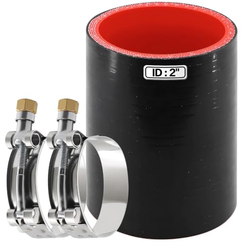 ID 2 Inch Silicone Coupler Hose,4-Ply High Temp Reinforced Straight Turbo Hose 3" Length for Intercooler Radiator Boost Pipe with 2 T-Bolt Clamps - size: 2 Inch