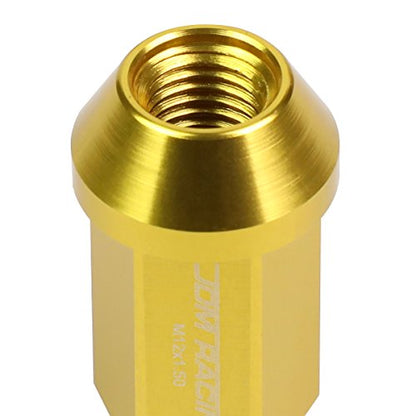 Auto Dynasty 20-Piece M12 x 1.5 Extended Aluminum Alloy Wheel Lug Nuts+Adapter Key (Gold) - color: Gold