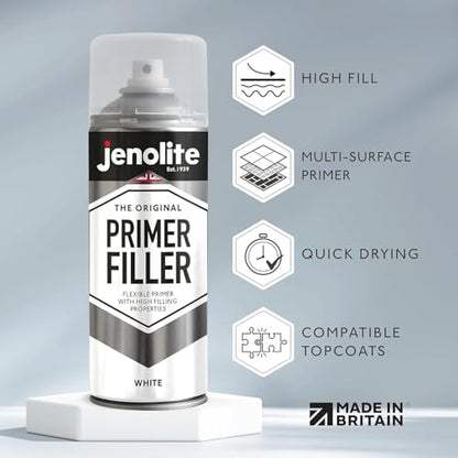 JENOLITE Primer Filler Aerosol, Quick-Drying Multi-Surface, White 1x13.5oz - color: White