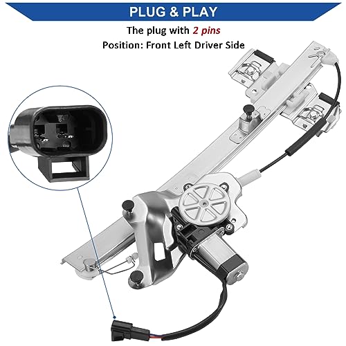 Obaee Window Regulator with Motor Front Left Driver Side, Replace 741-762 - size: Front Left Driver Side