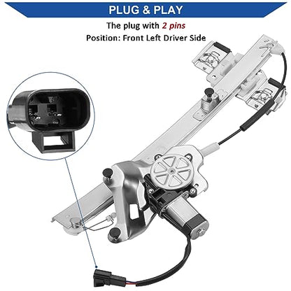 Obaee Window Regulator with Motor Front Left Driver Side, Replace 741-762 - size: Front Left Driver Side