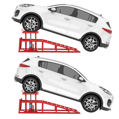 2 Pack Hydraulic Car Service Ramps,Low Profile Car Lift Service Ramps - size: Red