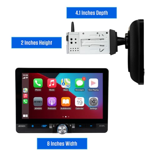 Jensen J1CA8FL 8" Wireless Apple CarPlay Android Auto Single/Double DIN - style: 8-Inch Wireless Stereo