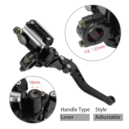 7/8'' 22mm Universal Motorcycle Brake Lever Clutch Master Cylinder Lever Set Reservoir Replacement for Harley Honda Kawasaki Suzuki Yamaha - color: Black