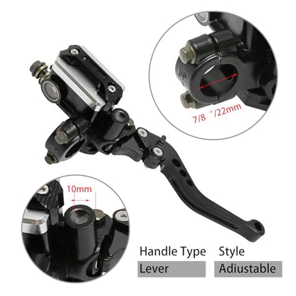 7/8'' 22mm Universal Motorcycle Brake Lever Clutch Master Cylinder Lever Set Reservoir Replacement for Harley Honda Kawasaki Suzuki Yamaha - color: Black