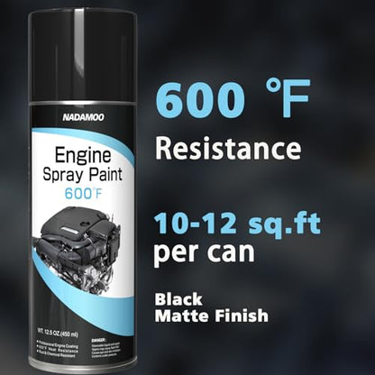NADAMOO High‑Temperature Matte Black Spray Paint for Auto Engine Blocks
