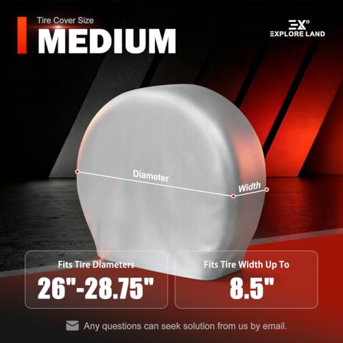 Explore Land Tire Covers 4 Pack Fit Tire Diameters 26-28.75 inch, Silver - size: M (Fits Tire Diameters 26''-28.75''), style: Silver - 4 Pack