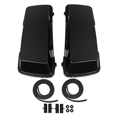 TCMT Unpainted 5" Stretched Extended Hard Saddlebags Fit For Harley Touring Models CVO Road Glide Road King Street Glide Electra Glide Ultra Classic 1994-2013 - color: Unpainted Black(No Latches)