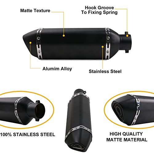 PACEWALKER Motorcycle Exhaust Muffler 1.5-2" Inlet, 38,51mm, Matt Black - size: Matt black