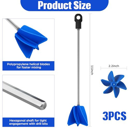 Loosh 3 Pcs 11" Paint Stirrer for Drill, Paint Mixer Attachment, Blue - color: Blue, size: 11"