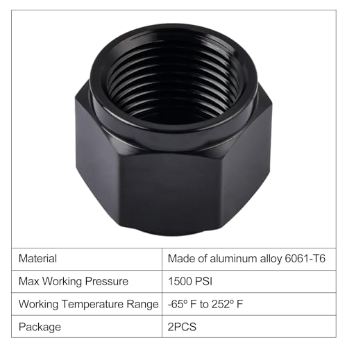 EVIL ENERGY 16AN Flare Cap Block off Fitting Plug Black 2PCS - size: 16AN