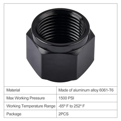 EVIL ENERGY 16AN Flare Cap Block off Fitting Plug Black 2PCS - size: 16AN