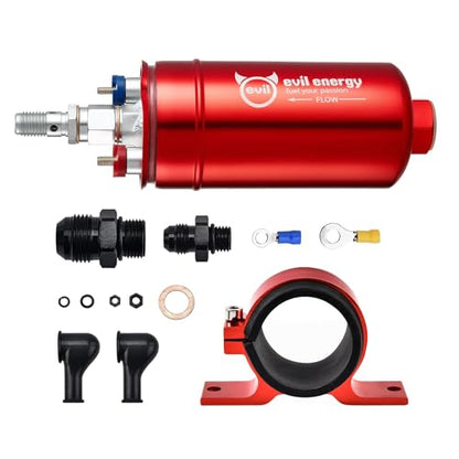 EVIL ENERGY External Inline Fuel Pump for 12V EFI System, 300LPH Flow - color: Red