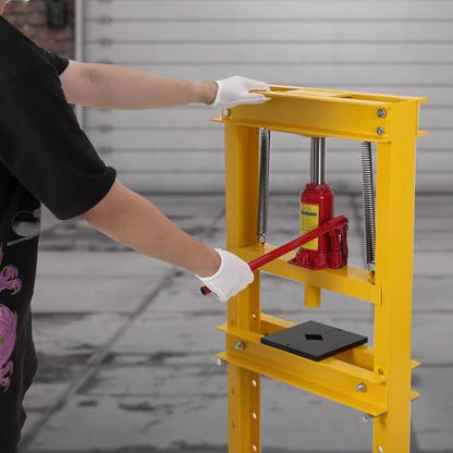 Heavy Duty H-Frame Hydraulic Shop Press – 12 Ton Capacity, Adjustable Floor & Benchtop Design, Includes Press Plates, Ideal for Bearing & Metal Straightening in Automotive, Garage &