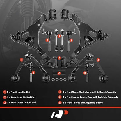 A-Premium 12Pcs Suspension Kit, Upper Lower Control Arm, Lower Ball Joint