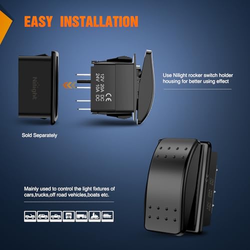 Nilight 2 Pack 3 Way Rocker Switch On Off On 12V-24V Electrical Toggle - color: 3-Way Switch 2 PCS