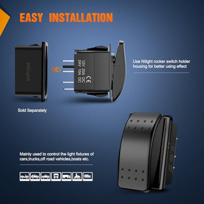Nilight 2 Pack 3 Way Rocker Switch On Off On 12V-24V Electrical Toggle - color: 3-Way Switch 2 PCS