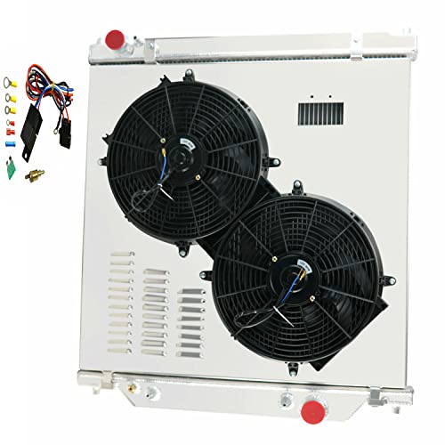 Radiator for 2003-2007 Ford Excursion F250 F350 F450 F550 Super Duty Pickup Truck 5.4L 6.0L V8 6.8L V10 Gas, 1 Row Full Aluminium Radiator + 2 x 14 Inch Fans + Shroud + Thermostat Relay Kit - size: 1-Row Radiator Fan Relay Kit