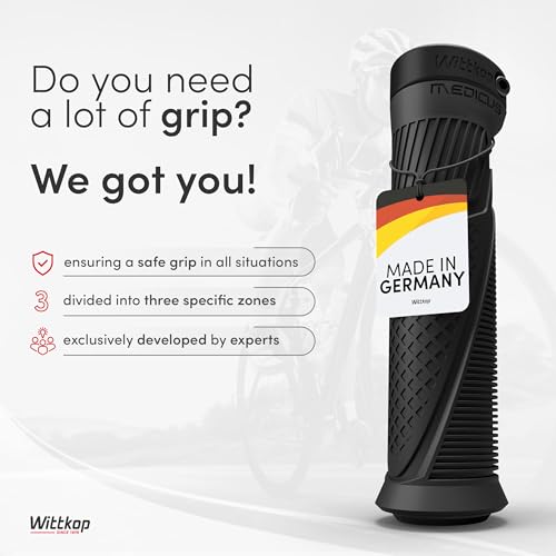 Wittkop Bike Grips With Innovative 3-Zone Design Made in Germany - Ergonomic Non-Slip Comfort and EFC Zones for Optimized Grip & Comfort - Handlebar - style: Sport