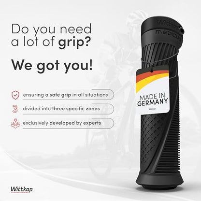 Wittkop Bike Grips With Innovative 3-Zone Design Made in Germany - Ergonomic Non-Slip Comfort and EFC Zones for Optimized Grip & Comfort - Handlebar - style: Sport