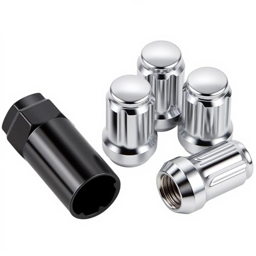 JiiinMiiin M14x1.5 Wheel Locks 4PCS, 1.37 inch Length with 1 Key, Cone Seat - color: Chrome, size: M14x1.5, style: 4pcs - 1.38"tall lock