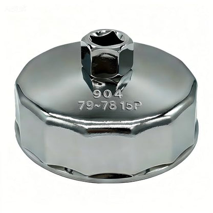78-79mm Oil Filter Wrench, 15 Flute Wrench & 1/2" Square Drive Flute Oil Filter Removal Tool - size: 78-79mm 15 Flute
