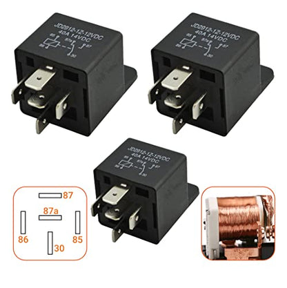 3 Pcs 00432101 5-Pin 12V 40A Multi-Purpose Relay Heavy Duty Relay - Replaces 430-300 AYP 109748X Ariens 00432101 Hustler 026237 Exmark 98-7249 1-643275 Ariens EZR1440 EZR1540 EZR1640